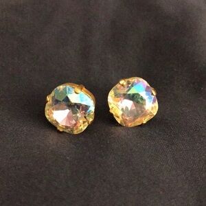 Gold and Iridescent Crystal Stud Earrings